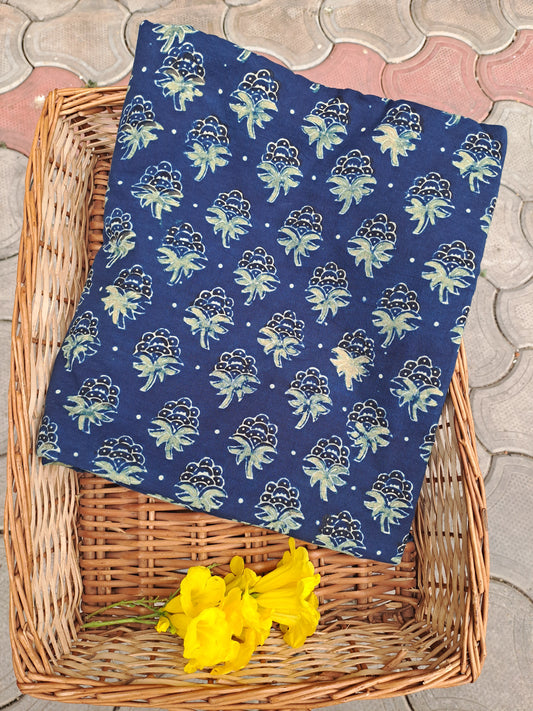 BLUE- AJRAKH COTTON RUNNING FABRIC