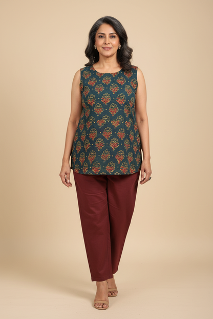 GREEN - COTTONAJRAKH RUNNING FABRIC