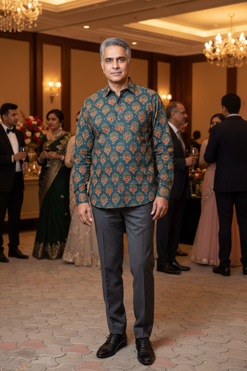 GREEN - COTTONAJRAKH RUNNING FABRIC