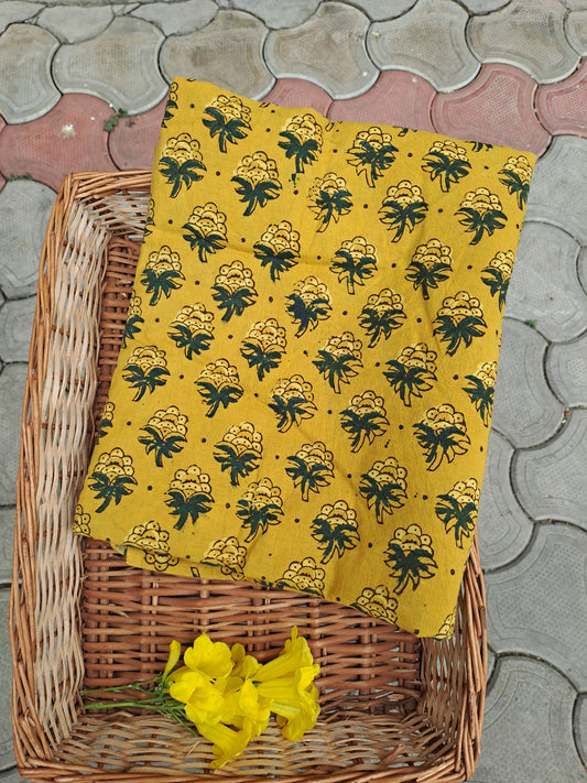 YELLLOW- AJRAKH COTTON RUNNING FABRIC