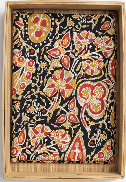 BLACK HANDBLOCKED COTTON PRECUT 2.5M FABRIC
