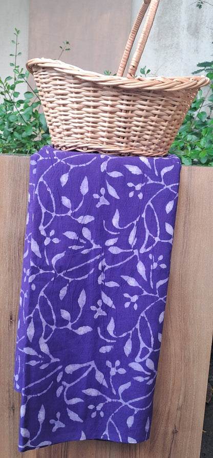 VIOLET HANDBLOCKED COTTON PRECUT 2.5M FABRIC