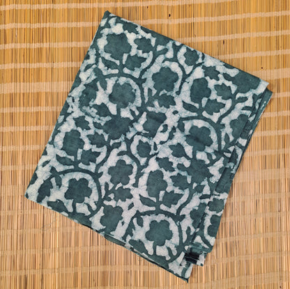 PERSIAN GREEN HANDBLOCKED COTTON PRECUT 2.5M FABRIC