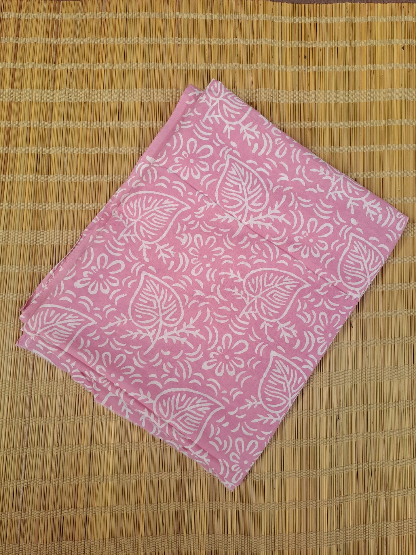 PINK HANDBLOCKED COTTON PRECUT 2.5M FABRIC
