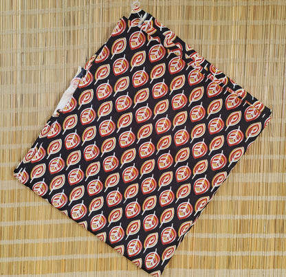 BROWN HANDBLOCKED COTTON PRECUT 2.5M FABRIC