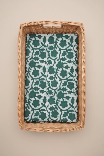 PERSIAN GREEN HANDBLOCKED COTTON PRECUT 2.5M FABRIC