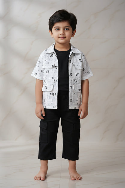 WHITE HANDBLOCKED COTTON PRECUT 2.5M FABRIC