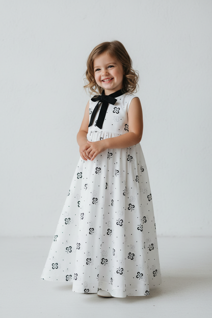 WHITE HANDBLOCKED COTTON PRECUT 2.5M FABRIC