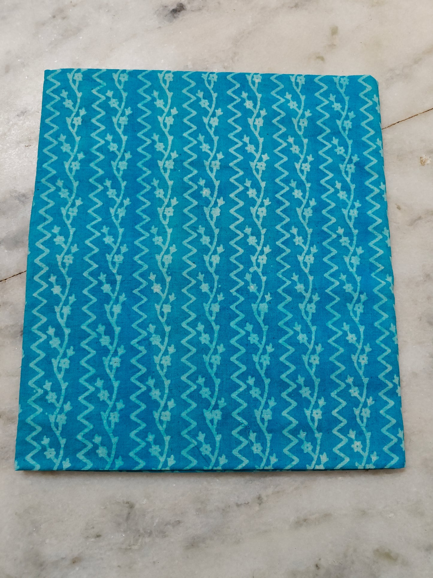 LIGHT BLUE HANDBLOCKED COTTON PRECUT 2.5M FABRIC