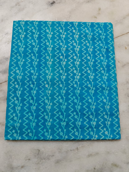 LIGHT BLUE HANDBLOCKED COTTON PRECUT 2.5M FABRIC