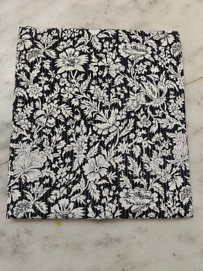 BLACK & WHITE HANDBLOCKED COTTON PRECUT 2.5M FABRIC