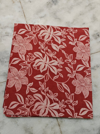 RUSTED RED HANDBLOCKED COTTON PRECUT 2.5M FABRIC