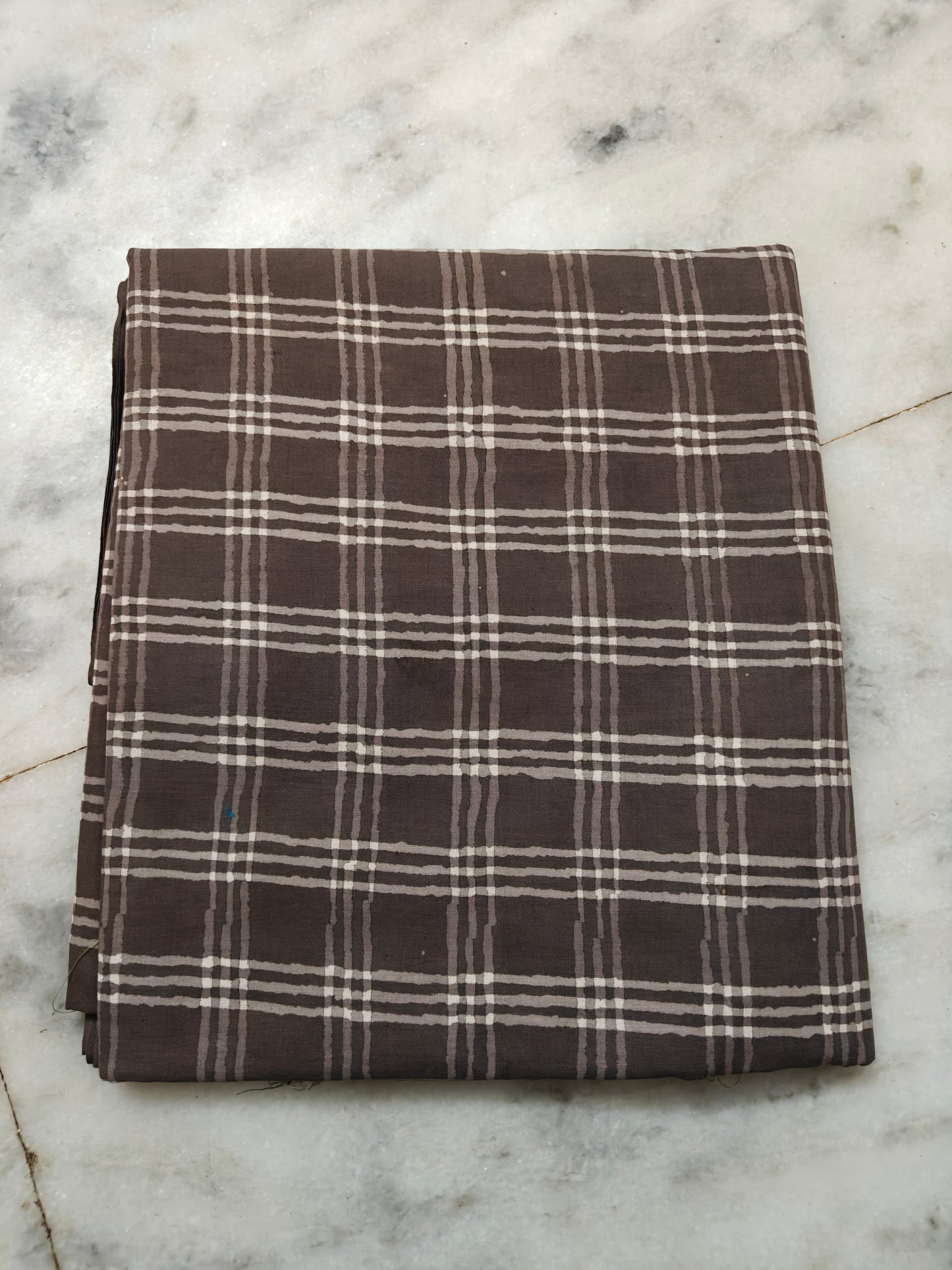 GREY HANDBLOCKED  COTTON  PRECUT 2.5M FABRIC