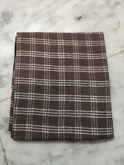 GREY HANDBLOCKED  COTTON  PRECUT 2.5M FABRIC