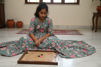 BABY GREEN HANDBLOCKED COTTON PRECUT 2.5M FABRIC