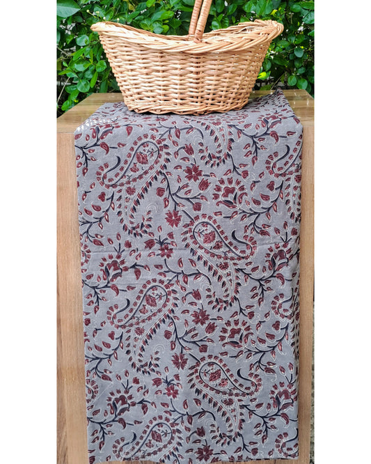 GREY HANDBLOCKED COTTON PRECUT 2.5 FABRIC