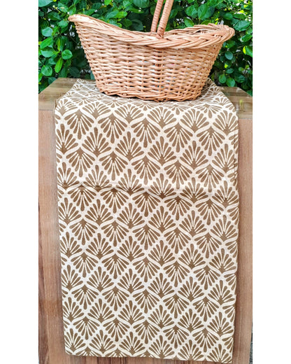 BROWN HANDBLOCKED COTTON PRECUT 2.5M FABRIC