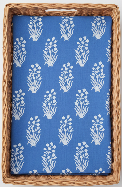 LIGHT BLUE HANDBLOCKED COTTON PRECUT 2.5M FABRIC