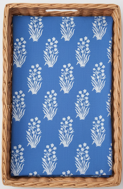 LIGHT BLUE HANDBLOCKED COTTON PRECUT 2.5M FABRIC