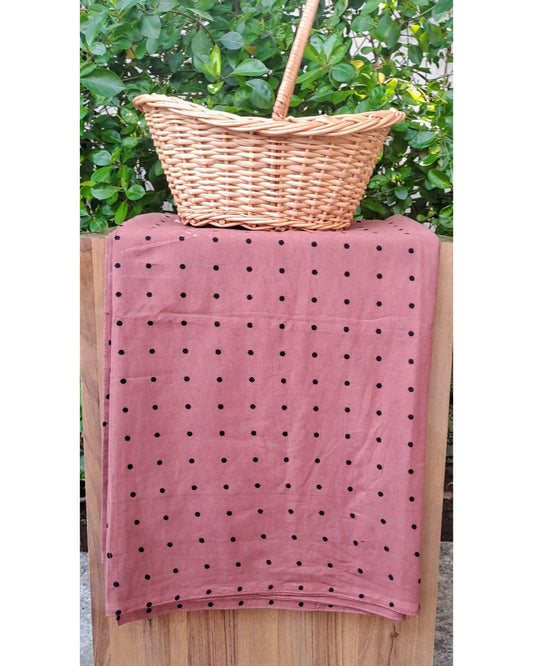 PALE ROSE HANDBLOCKED COTTON PRECUT 2.5M FABRIC