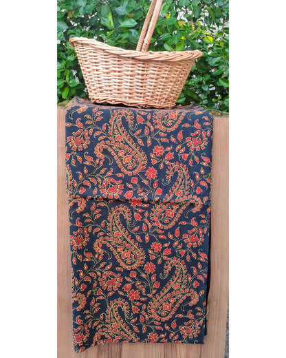 BLUE HANDBLOCKED COTTON PRECUT 2.5 FABRIC