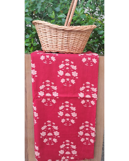 RED HANDBLOCKED COTTON PRECUT 2.5 FABRIC