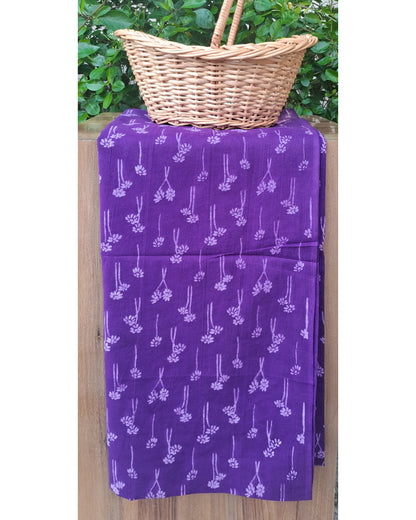 VIOLET HANDBLOCKED COTTON PRECUT 2.5M FABRIC