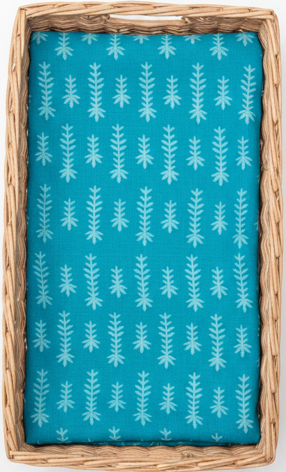 LIGHT BLUE HANDBLOCKED COTTON PRECUT 2.5M FABRIC