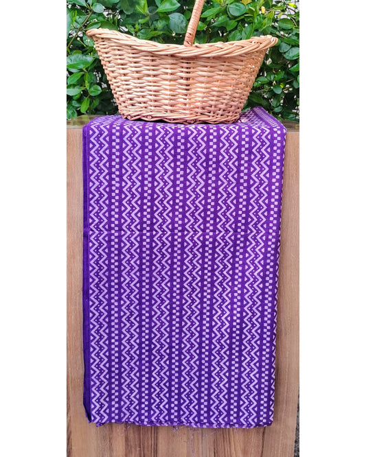 VIOLET HANDBLOCKED COTTON PRECUT 2.5M FABRIC