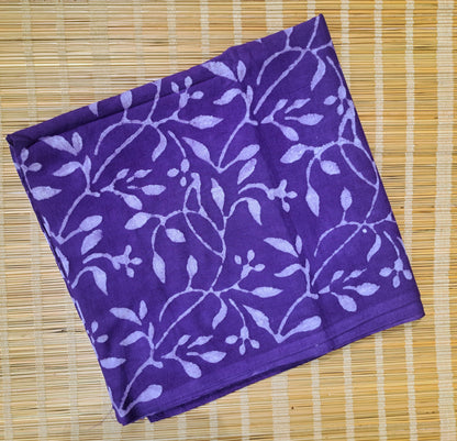 VIOLET HANDBLOCKED COTTON PRECUT 2.5M FABRIC