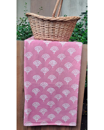 PINK HANDBLOCKED COTTON PRECUT 2.5M FABRIC
