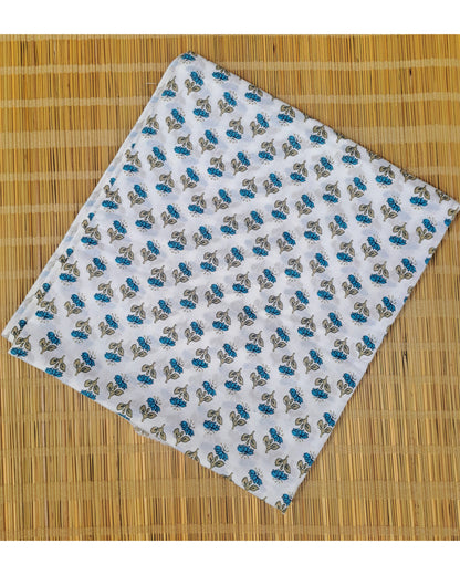 WHITE HANDBLOCKED COTTON PRECUT 2.5M FABRIC