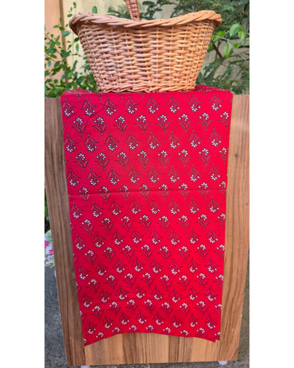 RED HANDBLOCKED COTTON PRECUT 2.5M FABRIC