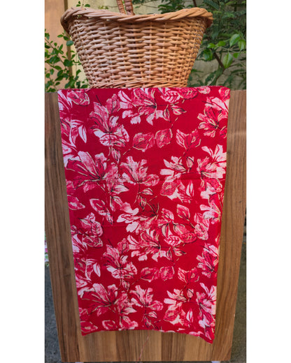 RED HANDBLOCKED COTTON PRECUT 2.5M FABRIC