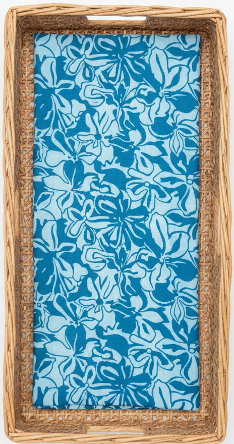 BLUE HANDBLOCKED COTTON PRECUT 2.5M FABRIC