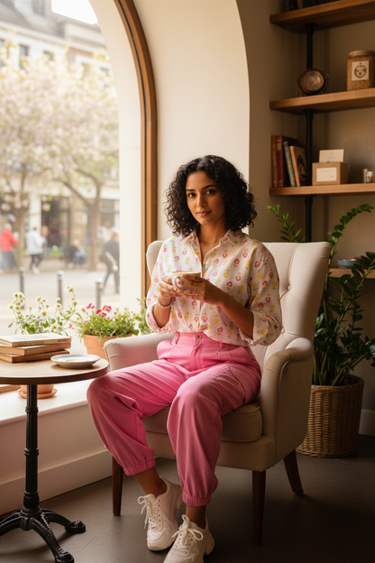 WHITE HANDBLOCKED COTTON PRECUT 2.5M FABRIC