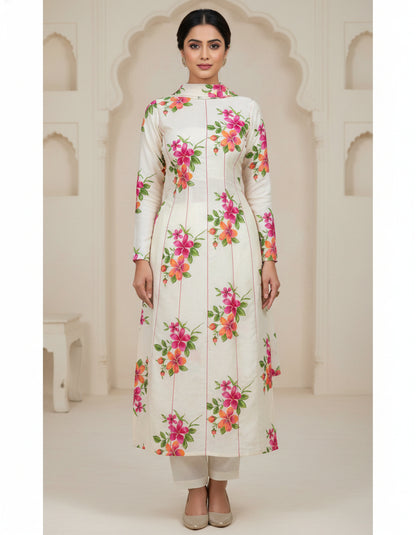 PEACH HANDBLOCKED COTTON PRECUT 2.5M FABRIC