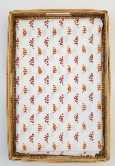 WHITE HANDBLOCKED COTTON PRECUT 2.5M FABRIC
