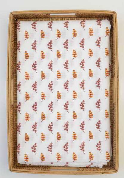 WHITE HANDBLOCKED COTTON PRECUT 2.5M FABRIC