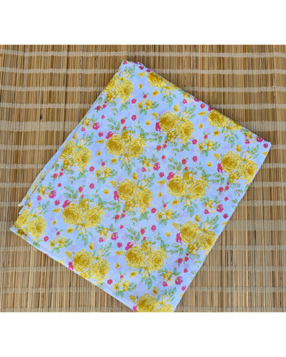 WHITE HANDBLOCKED COTTON PRECUT 2.5M FABRIC