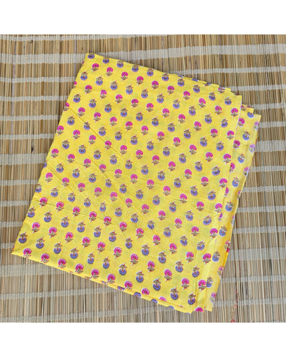 YELLOW HANDBLOCKED COTTON PRECUT 2.5M FABRIC