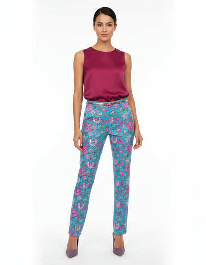 BABY GREEN HANDBLOCKED COTTON PRECUT 2.5M FABRIC