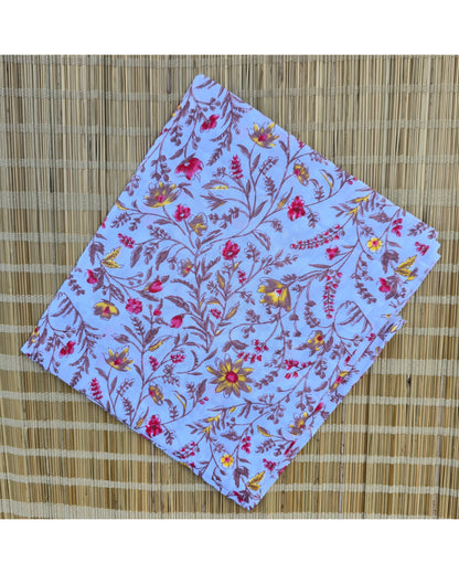 WHITE HANDBLOCKED COTTON PRECUT 2.5M FABRIC