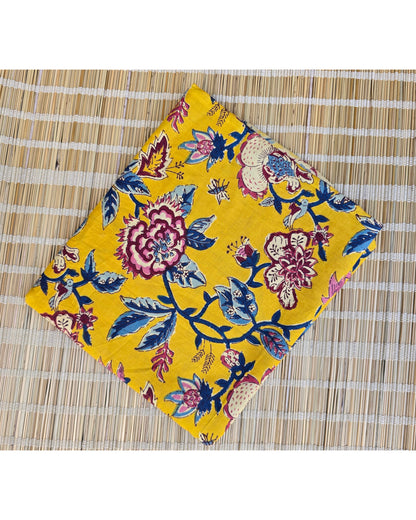 YELLOW HANDBLOCKED COTTON PRECUT 2.5M FABRIC