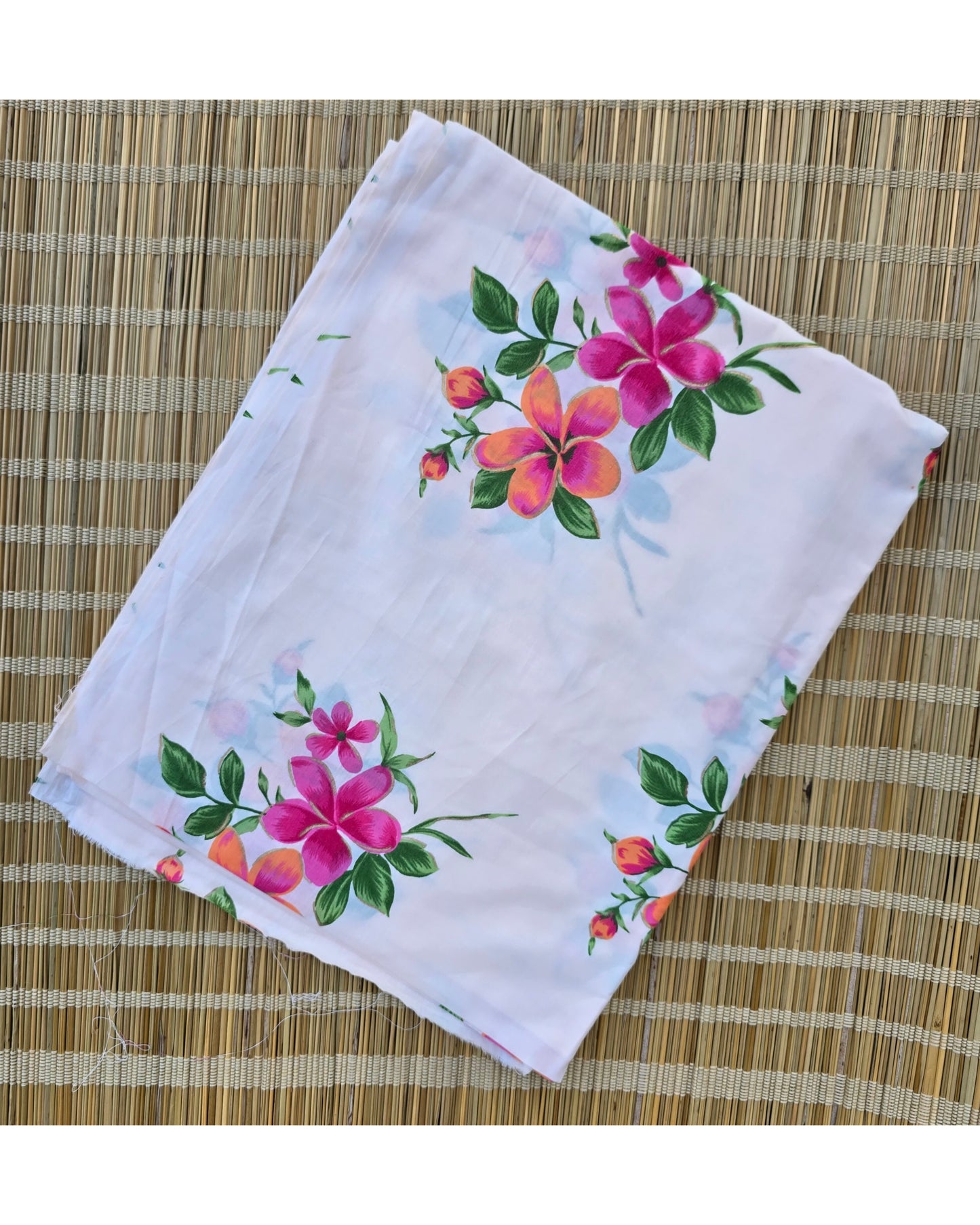 PEACH HANDBLOCKED COTTON PRECUT 2.5M FABRIC