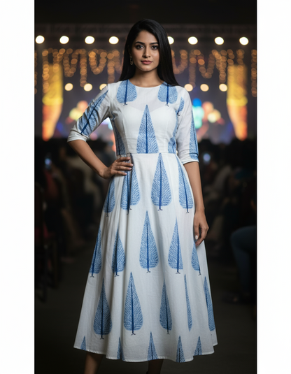 HANDBLOCKED COTTON MULMUL PRE-CUT 2.5M  FABRIC