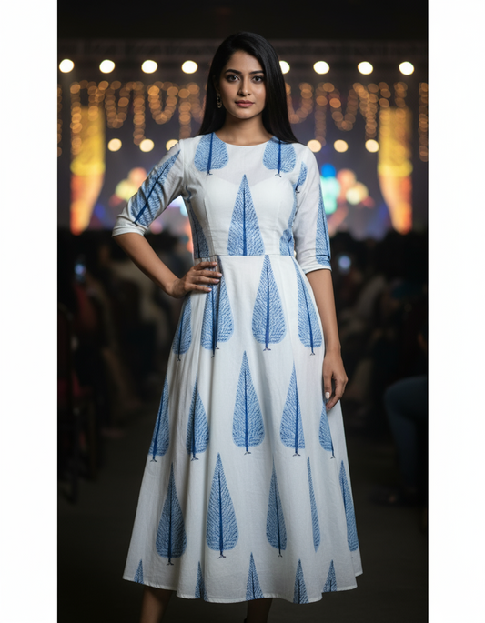 HANDBLOCKED COTTON MULMUL PRE-CUT 2.5M  FABRIC