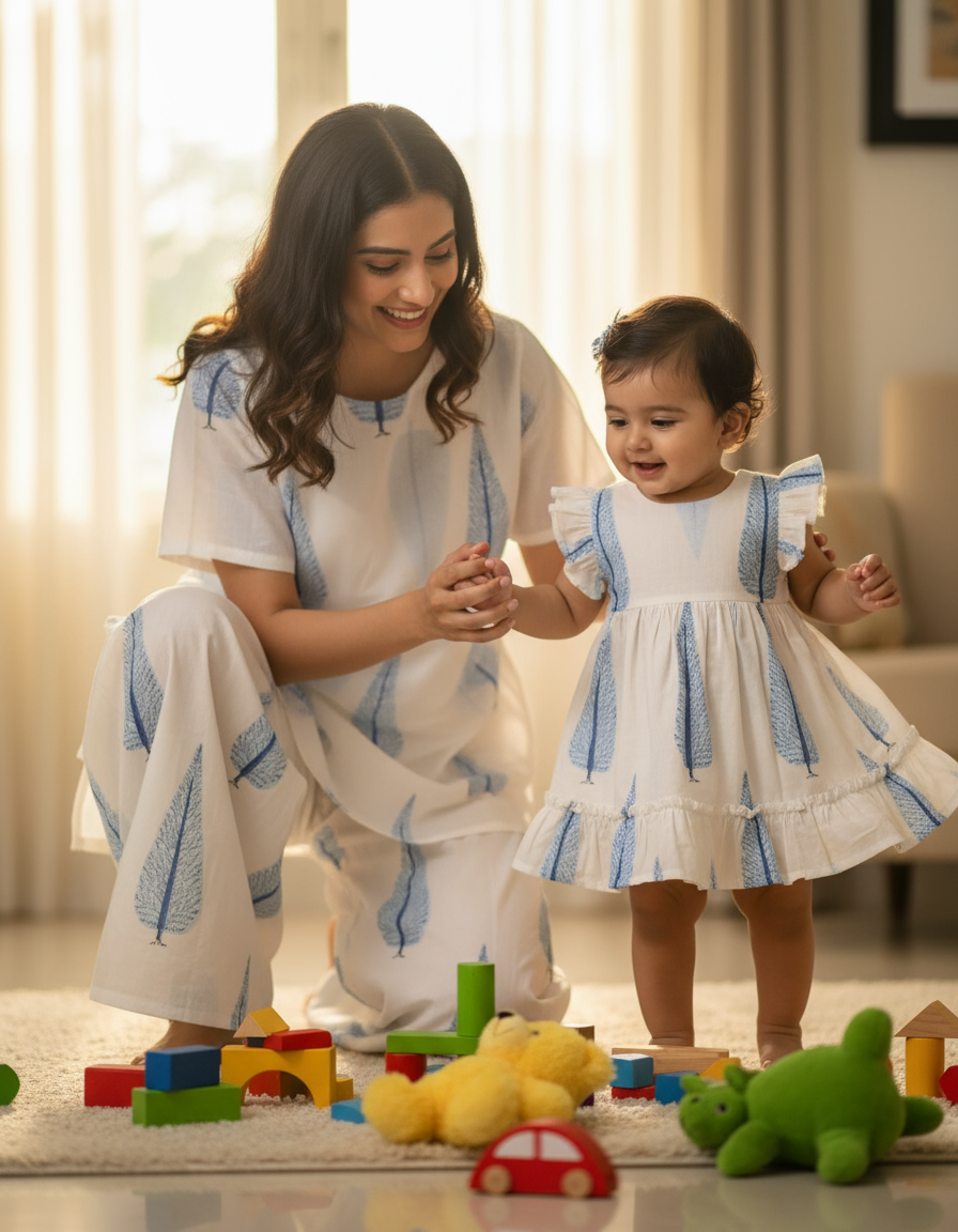 HANDBLOCKED COTTON MULMUL PRE-CUT 2.5M  FABRIC