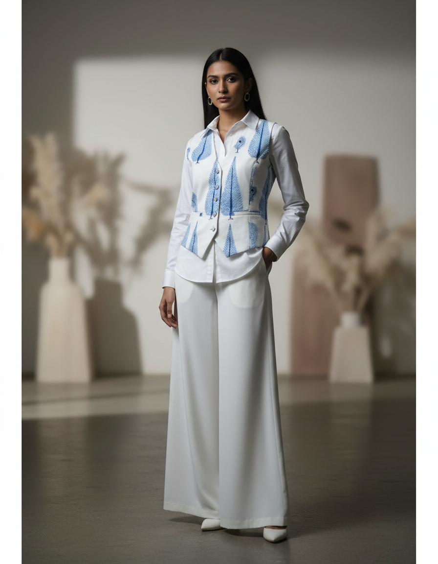 HANDBLOCKED COTTON MULMUL PRE-CUT 2.5M  FABRIC