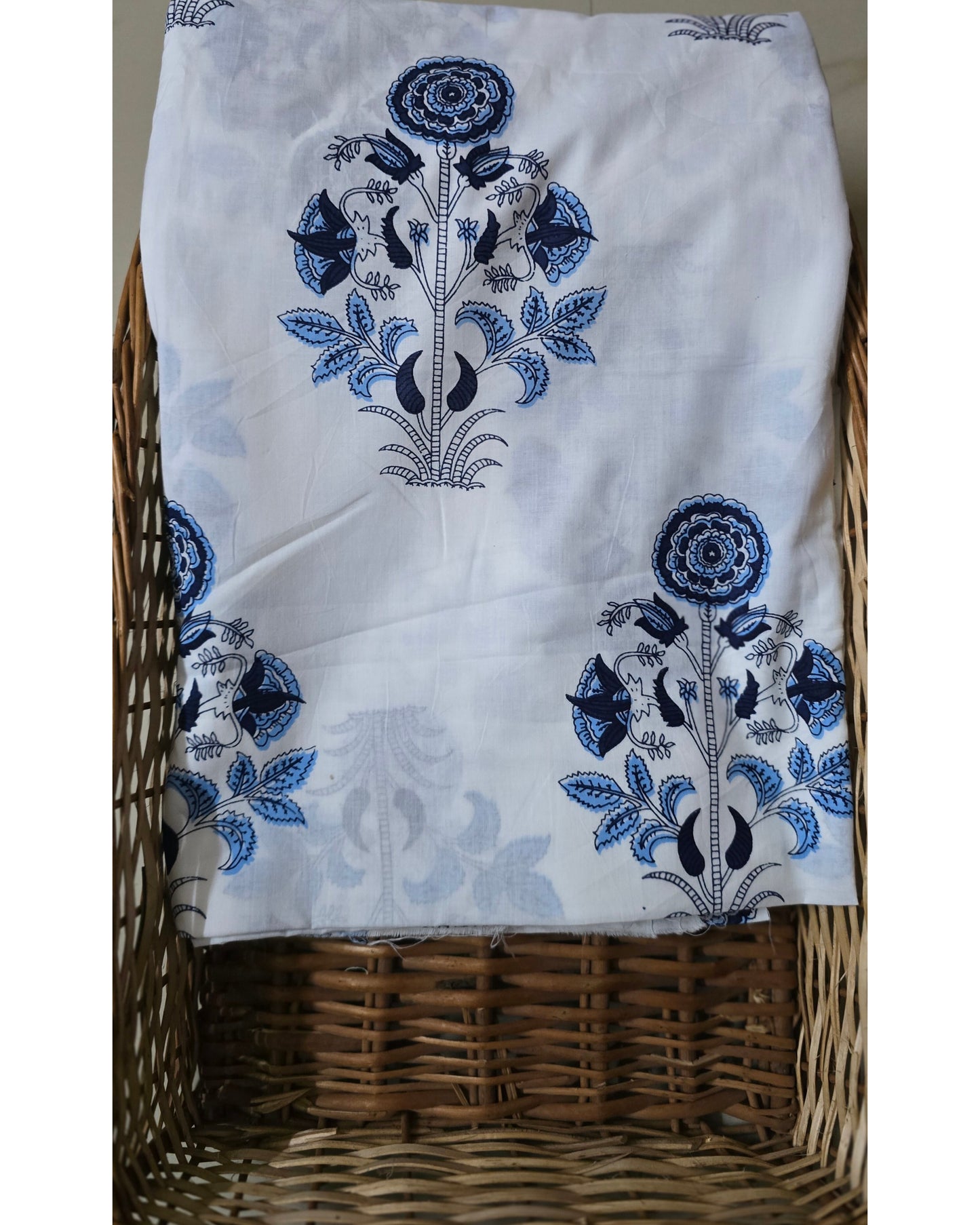 HANDBLOCKED COTTON MULMUL PRE-CUT 2.5M FABRIC